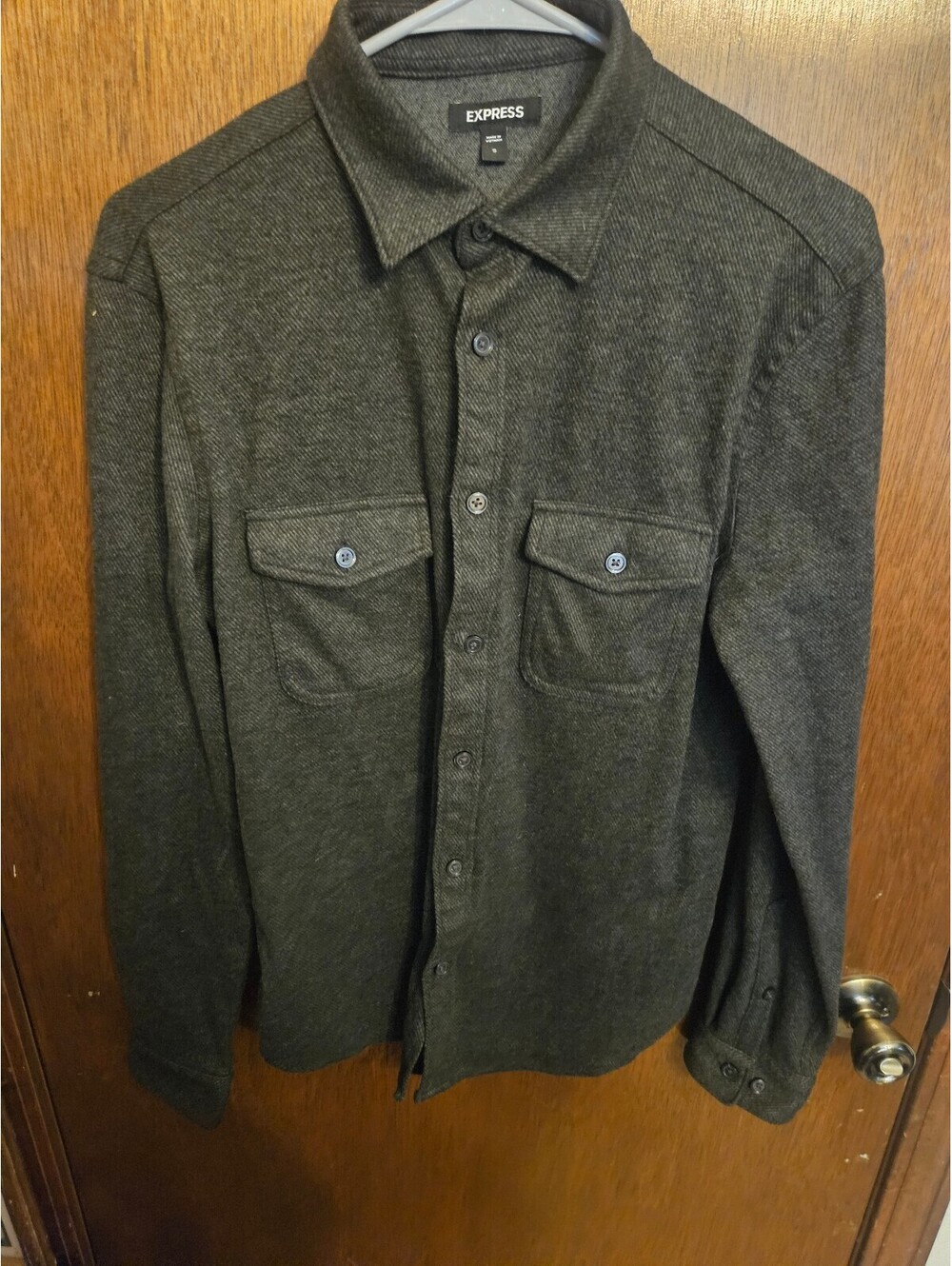 Express Men's Dark Gray Button-Up Wool Blend Shirt Jacket Sz Small